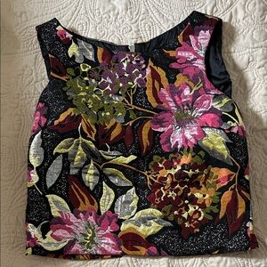 Miss Selfridge Black and Pink Floral Brocade Crop Top Size 4